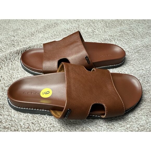 Aldo Mondi Men’s Slide Sandals. PU Leather. Brown. Sz: 9 US. NWOB main image 5